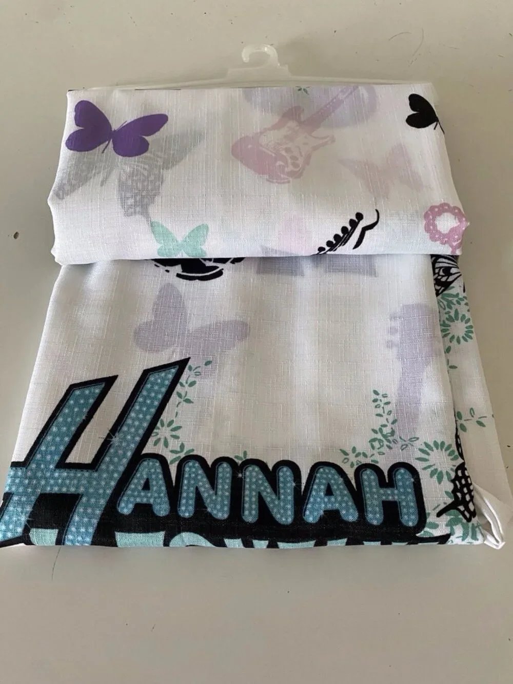 13 Piece Disney Hannah Montana Guitar Butterfly‎ Fabric Shower Curtain 72” X 72”